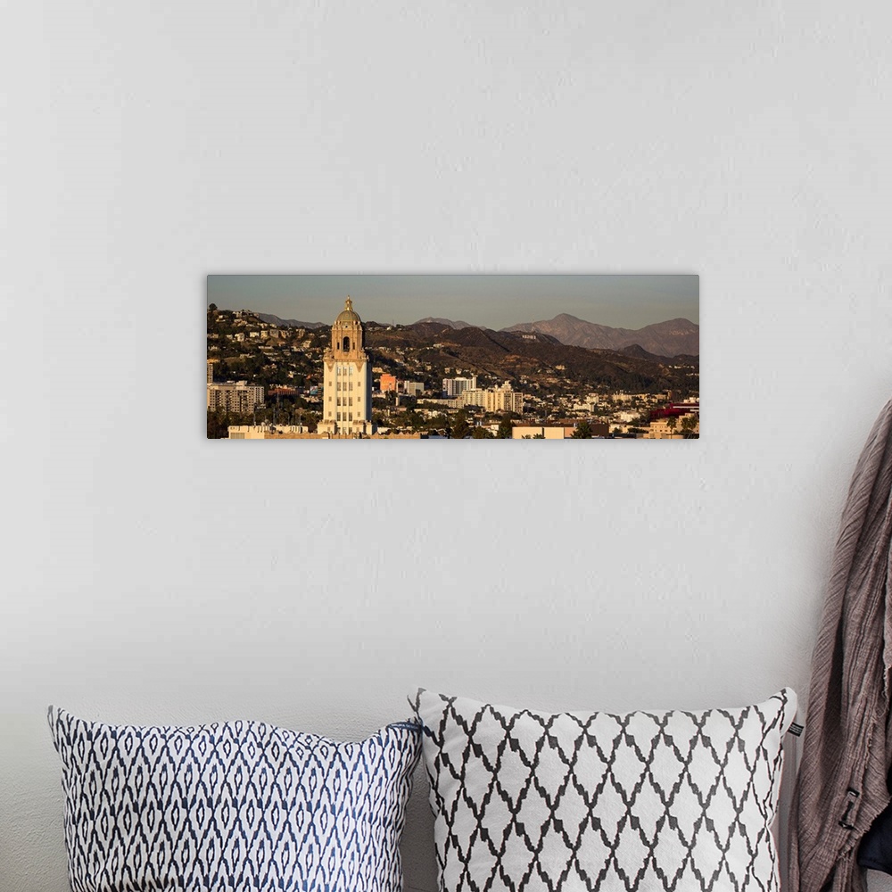 A bohemian room featuring Elevated view of a city, West Hollywood, Beverly Hills, Los Angeles County, California, USA.