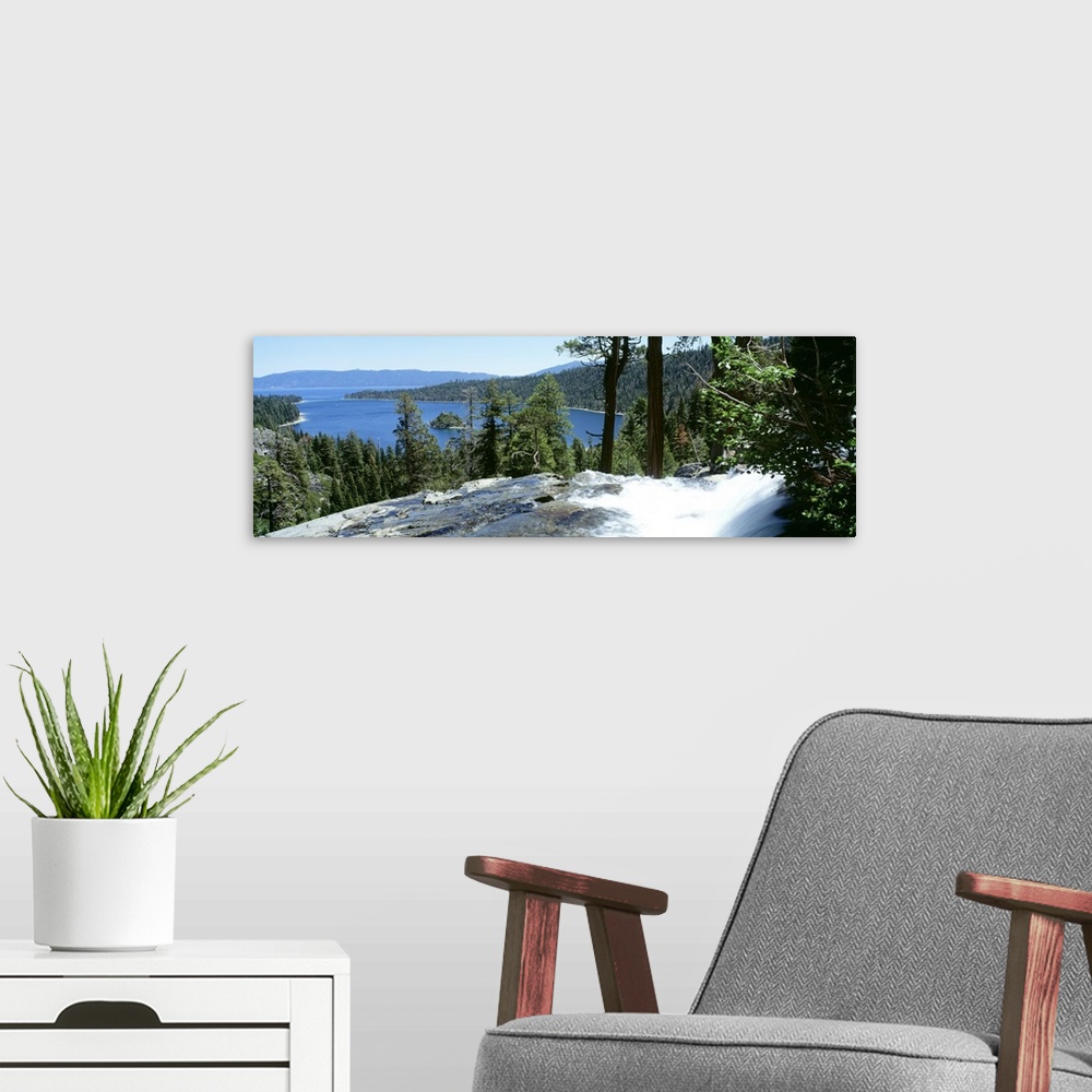 A modern room featuring Emerald Bay Lake Tahoe CA