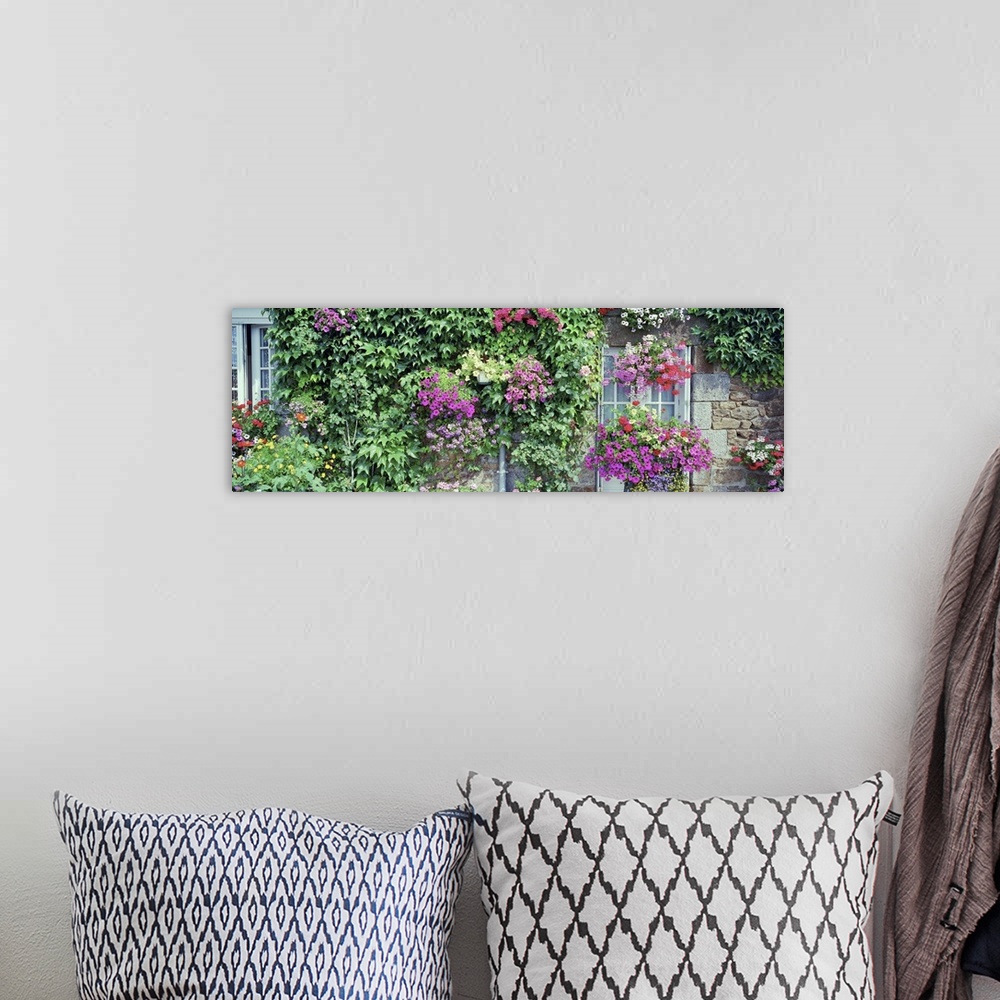 A bohemian room featuring Europe, France, Pontorson, Wall covered with flowers