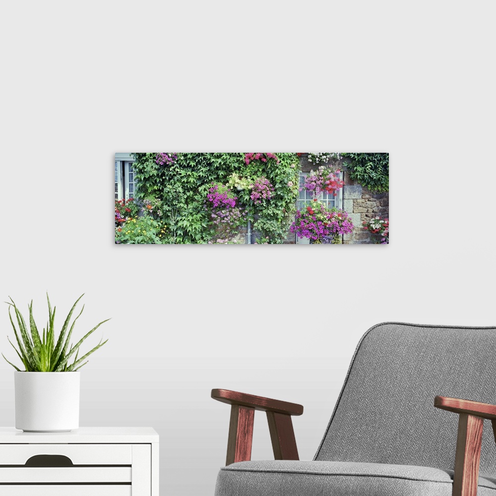 A modern room featuring Europe, France, Pontorson, Wall covered with flowers