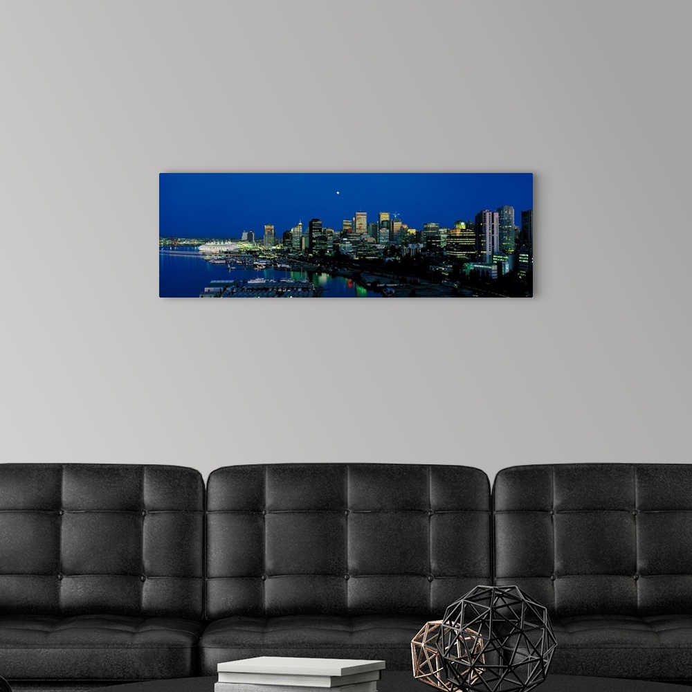 A modern room featuring Evening skyline Vancouver British Columbia Canada