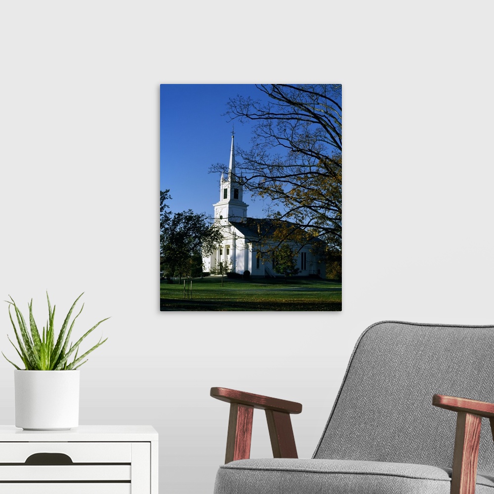 A modern room featuring Facade of a church, Topsfield Congregational Church, Topsfield, Essex County, Massachusetts,