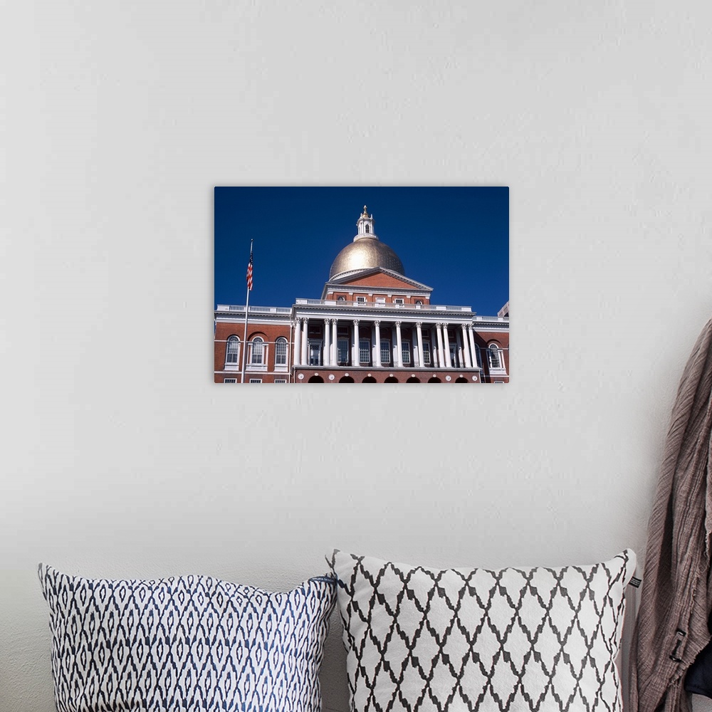 A bohemian room featuring Facade of a government building, Massachusetts State Capitol, Boston, Suffolk County, Massachusetts,