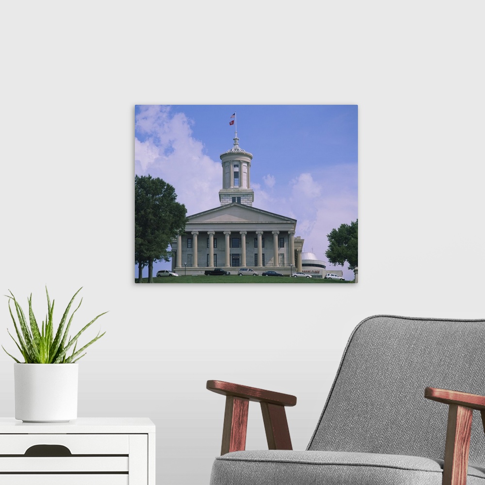 A modern room featuring Facade of a government building, State Capitol Building, Nashville, Davidson County, Tennessee