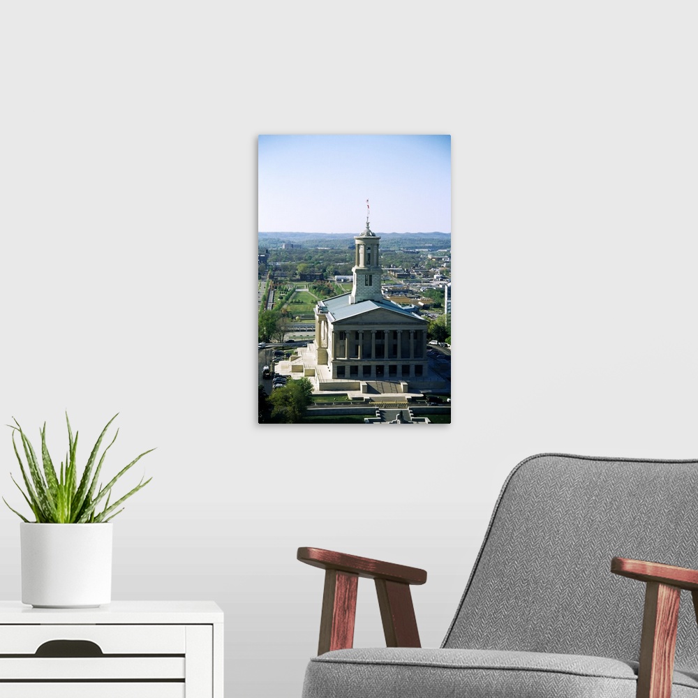 A modern room featuring Facade of a government building, State Capitol Building, Nashville, Davidson County, Tennessee,