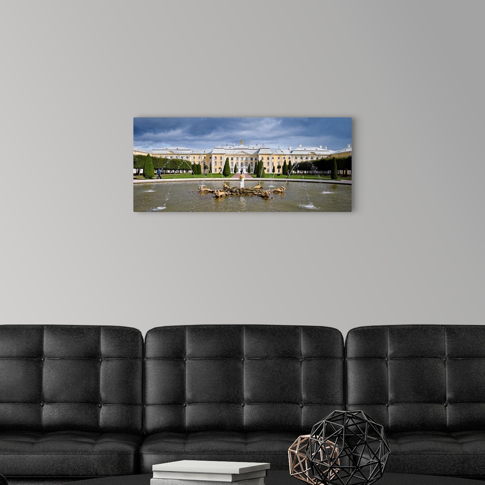 A modern room featuring Facade of a palace, Peterhof Grand Palace, St. Petersburg, Russia
