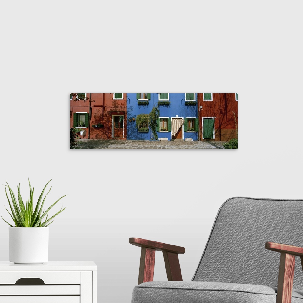 A modern room featuring Facade of houses, Burano, Veneto, Italy