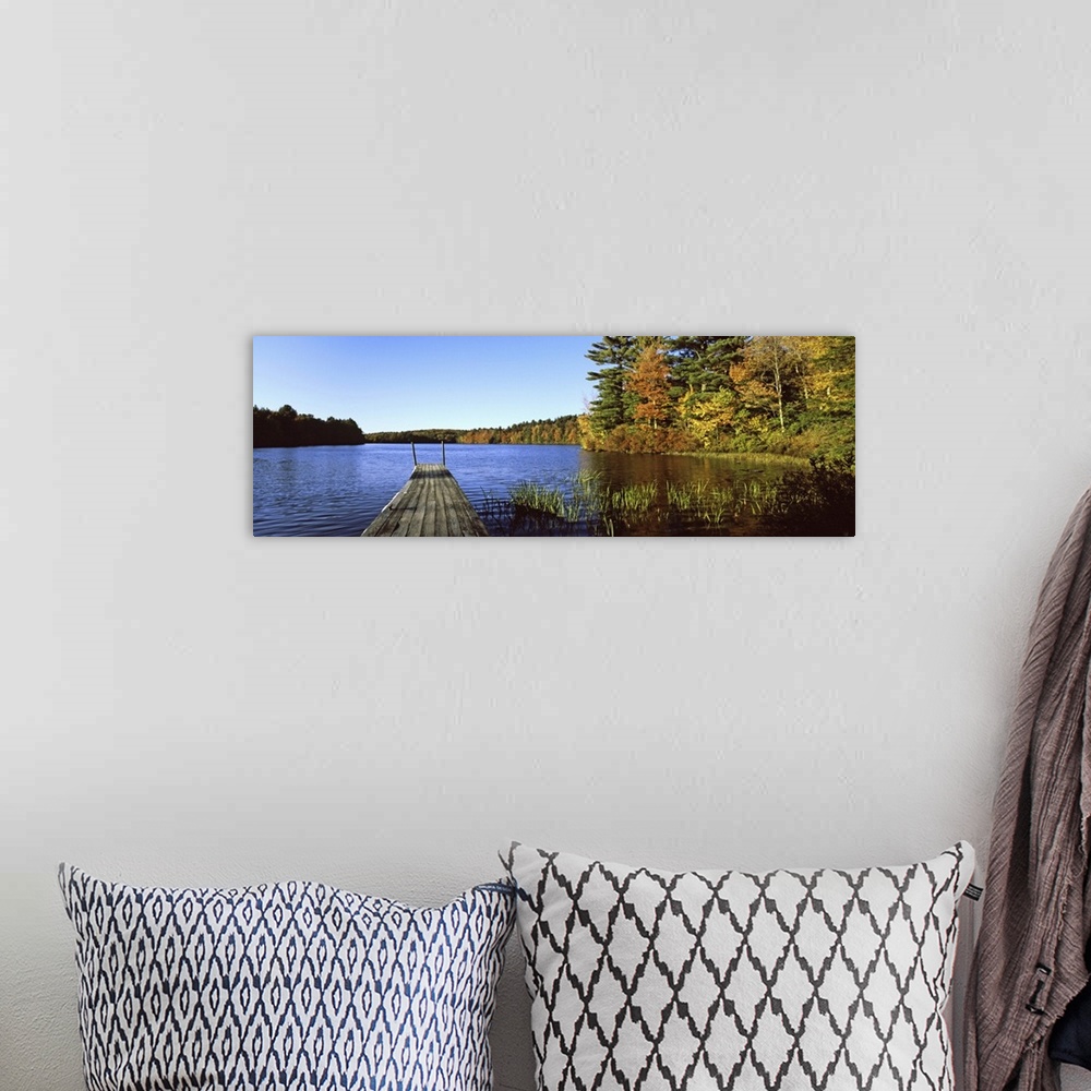 A bohemian room featuring Fall colors along a New England lake, Goshen, Hampshire County, Massachusetts