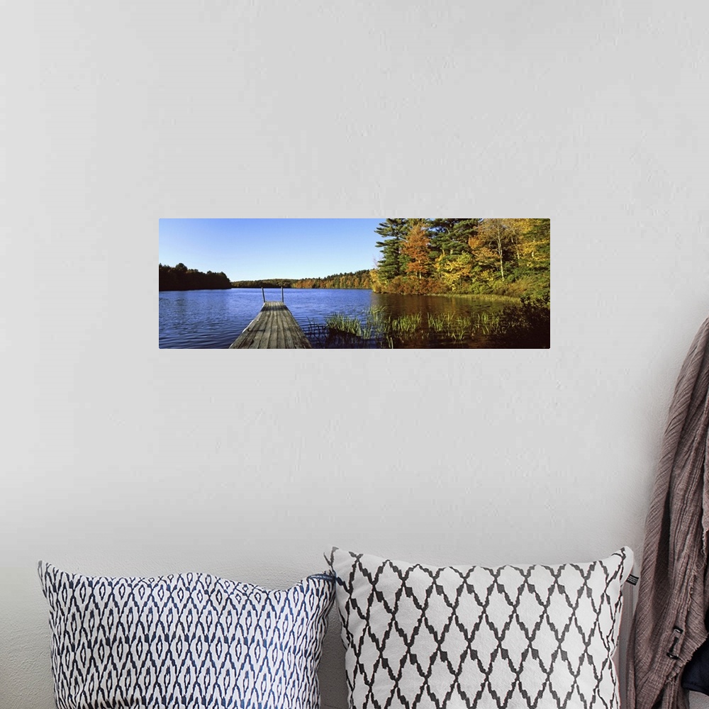 A bohemian room featuring Fall colors along a New England lake, Goshen, Hampshire County, Massachusetts