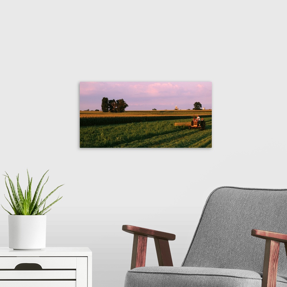 A modern room featuring Farmer harvesting a field, Lancaster County, Pennsylvania