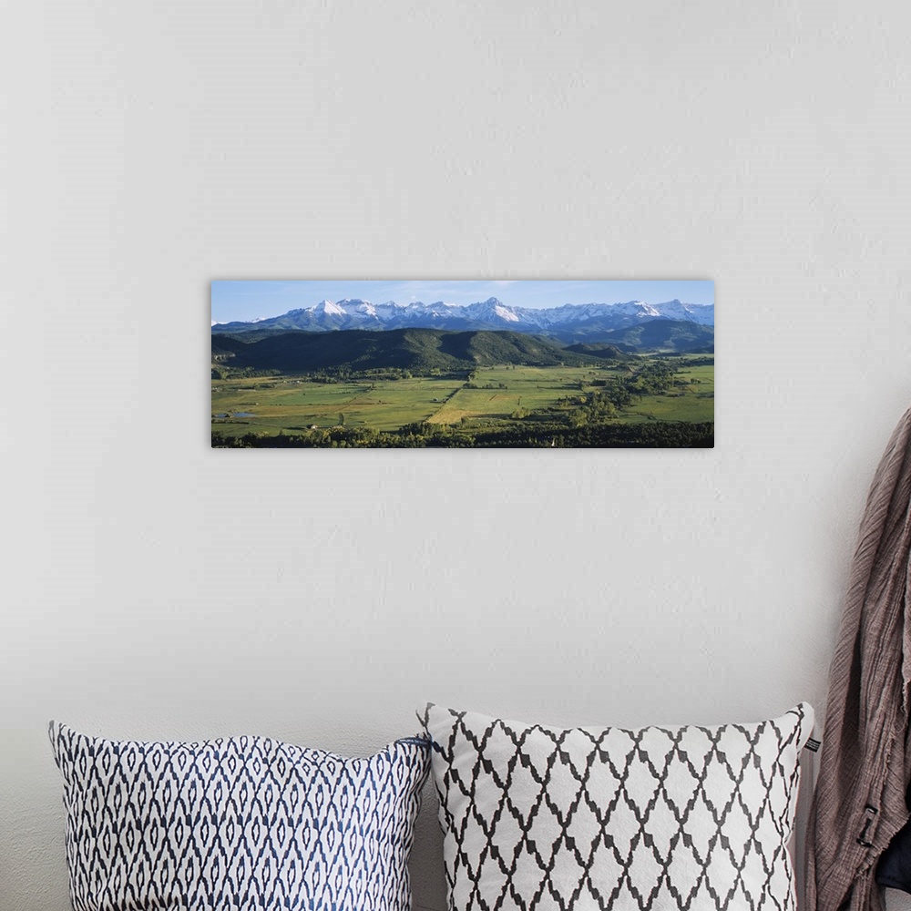 A bohemian room featuring Field in front of mountains, Sneffels Range, Colorado