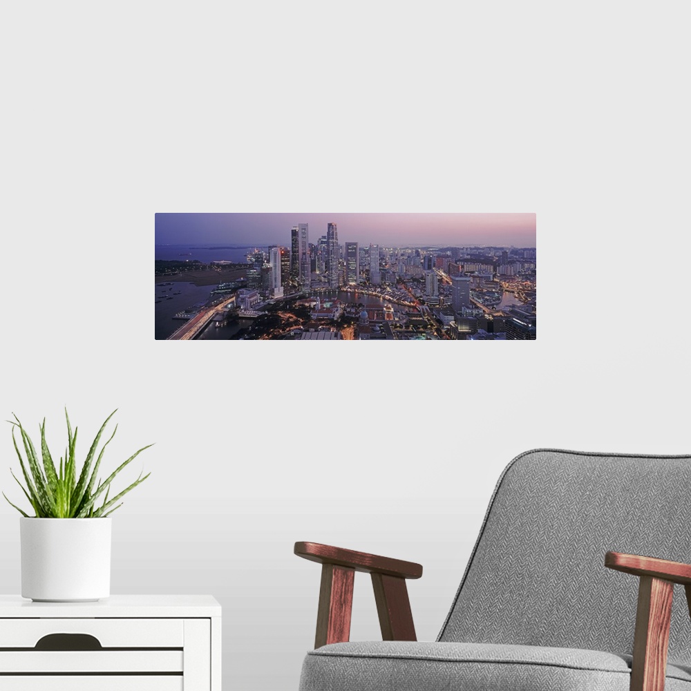 A modern room featuring Financial District Skyline Singapore