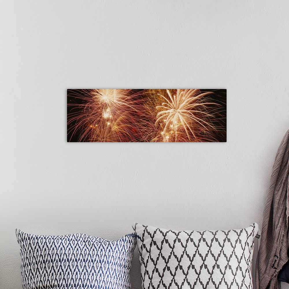 A bohemian room featuring Fireworks at night