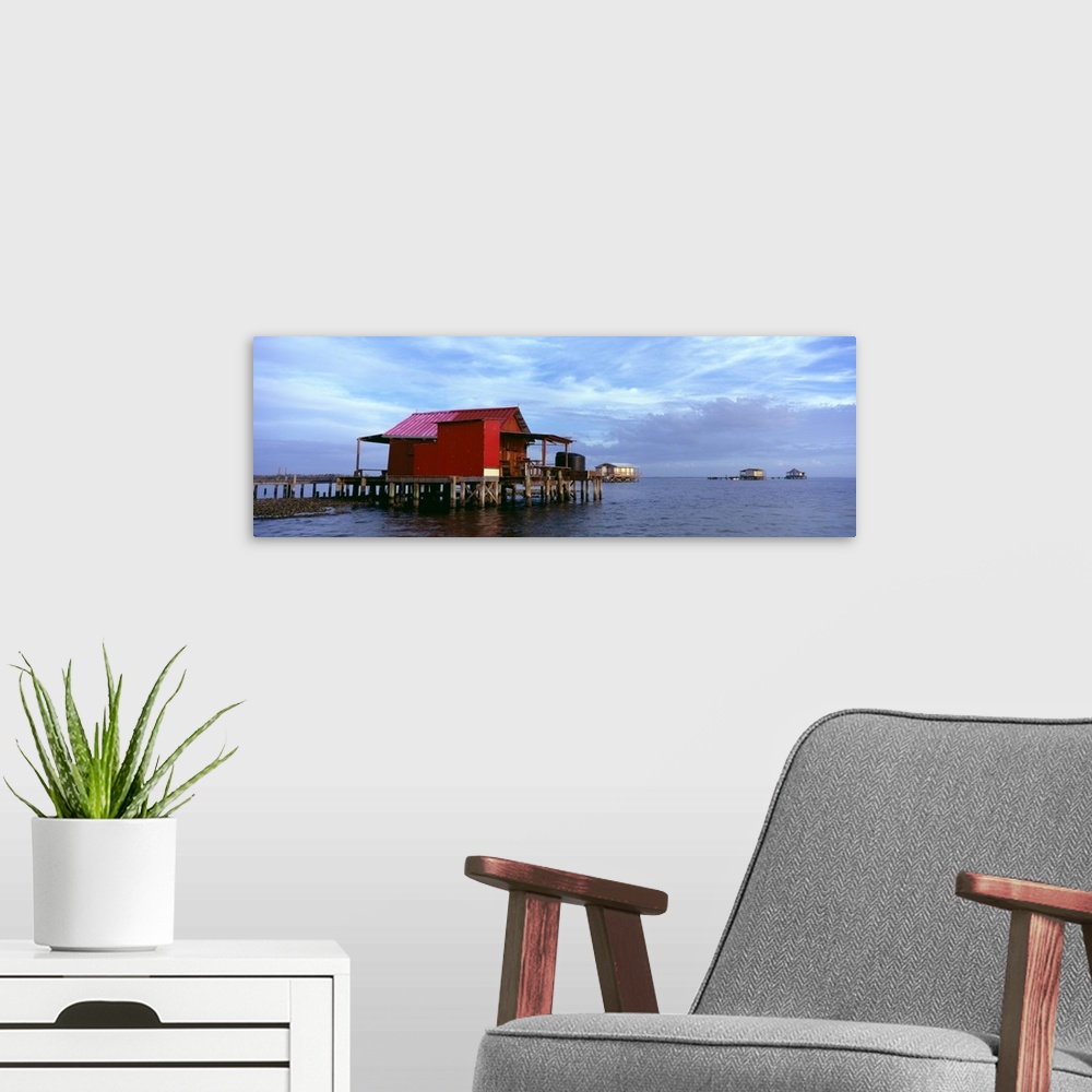 A modern room featuring Fishing huts in the sea, Pine Island, Florida,