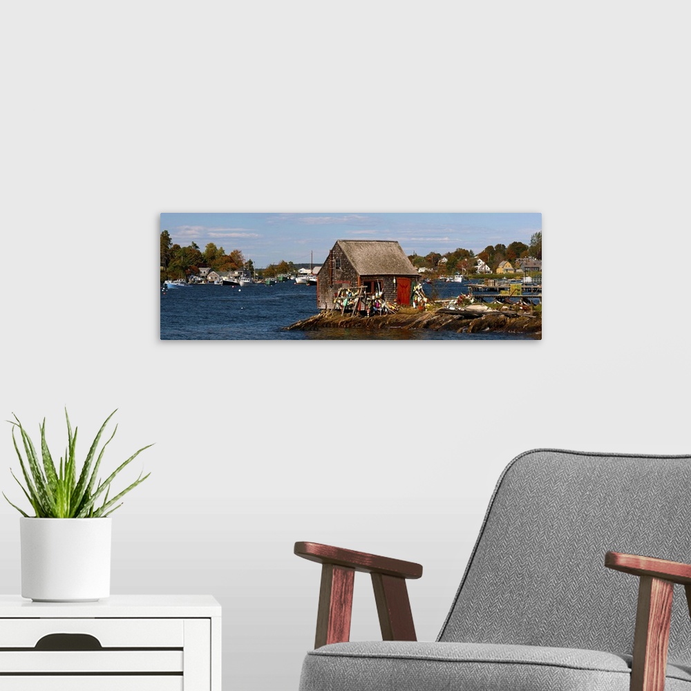 A modern room featuring Fishing shack, Mackerel Cove, Bailey Island, Casco Bay, Maine