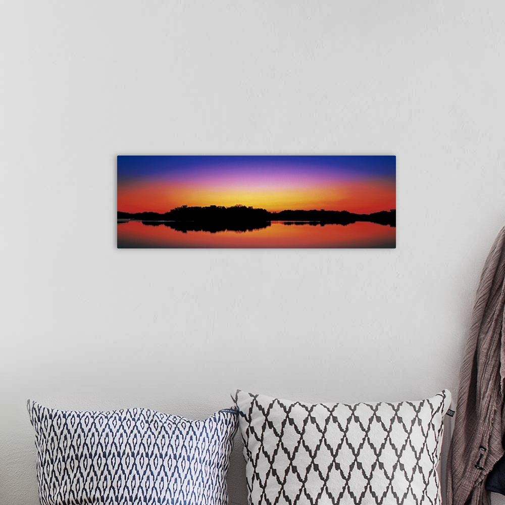 A bohemian room featuring Florida, Everglades National Park, Paroutis Pond, Panoramic view of dusk over water