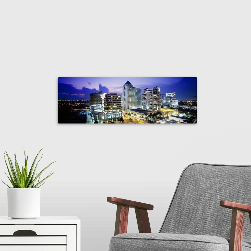 A modern room featuring Florida, Fort Lauderdale, City lit up at night
