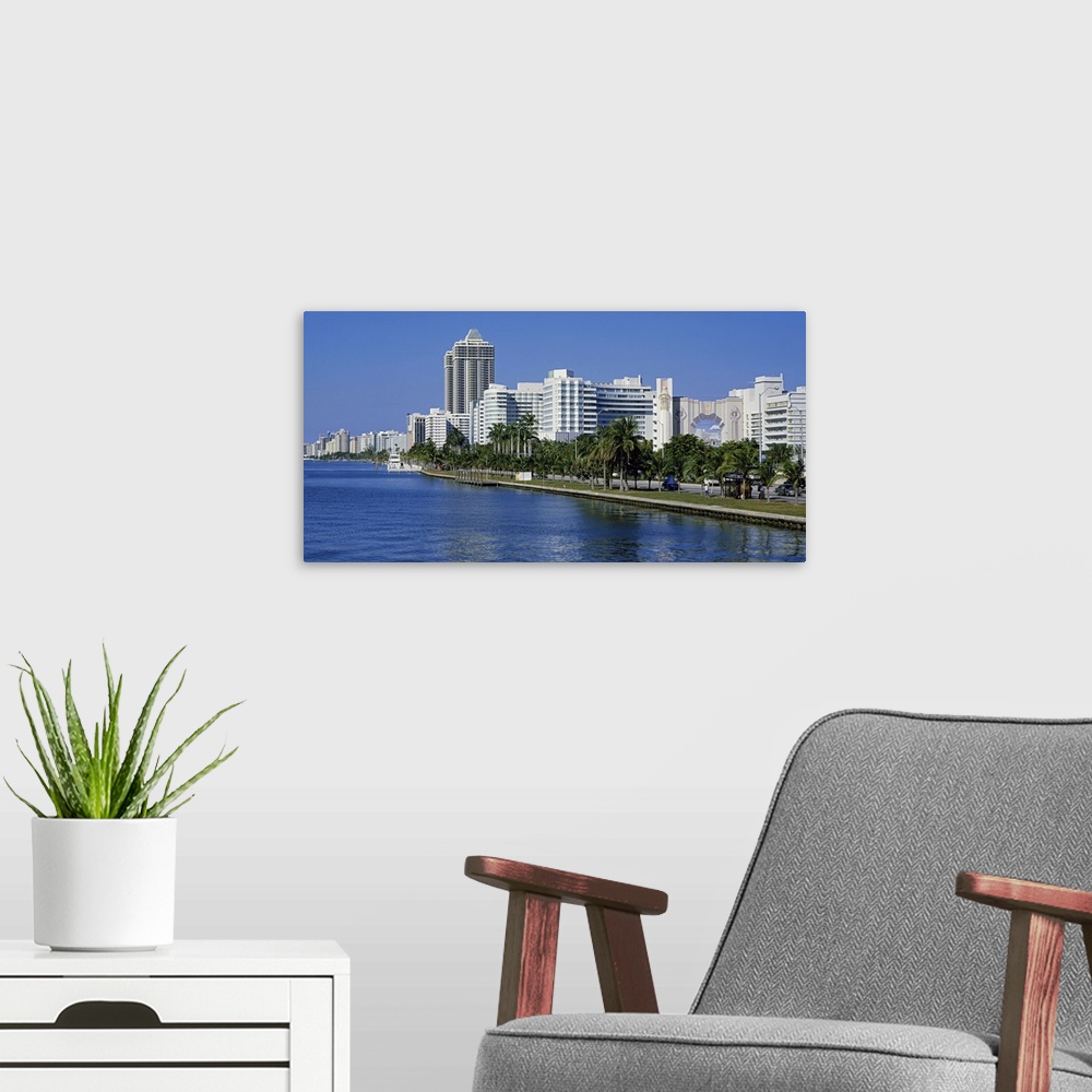 A modern room featuring Florida, Miami, Miami Beach, Panoramic view of waterfront and skyline