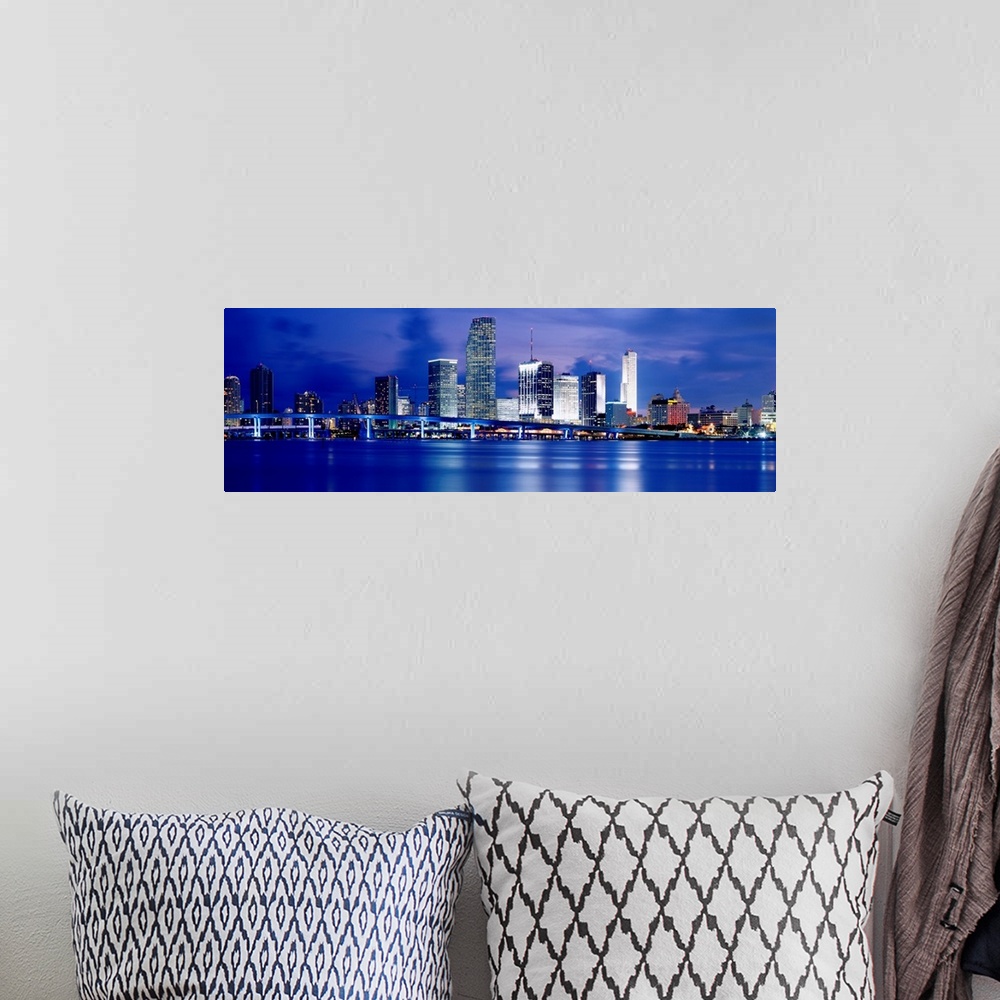 A bohemian room featuring Miami, Florida waterfront with downtown skyline.