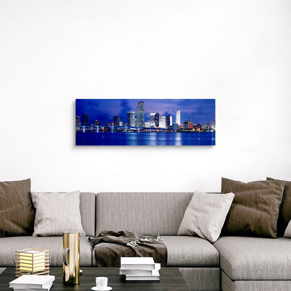 A traditional room featuring Miami, Florida waterfront with downtown skyline.