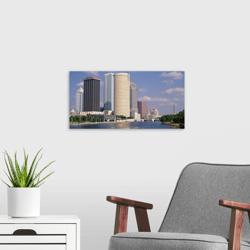 A modern room featuring Florida, Tampa, Hillsborough River, Panoramic view of waterfront and skyline