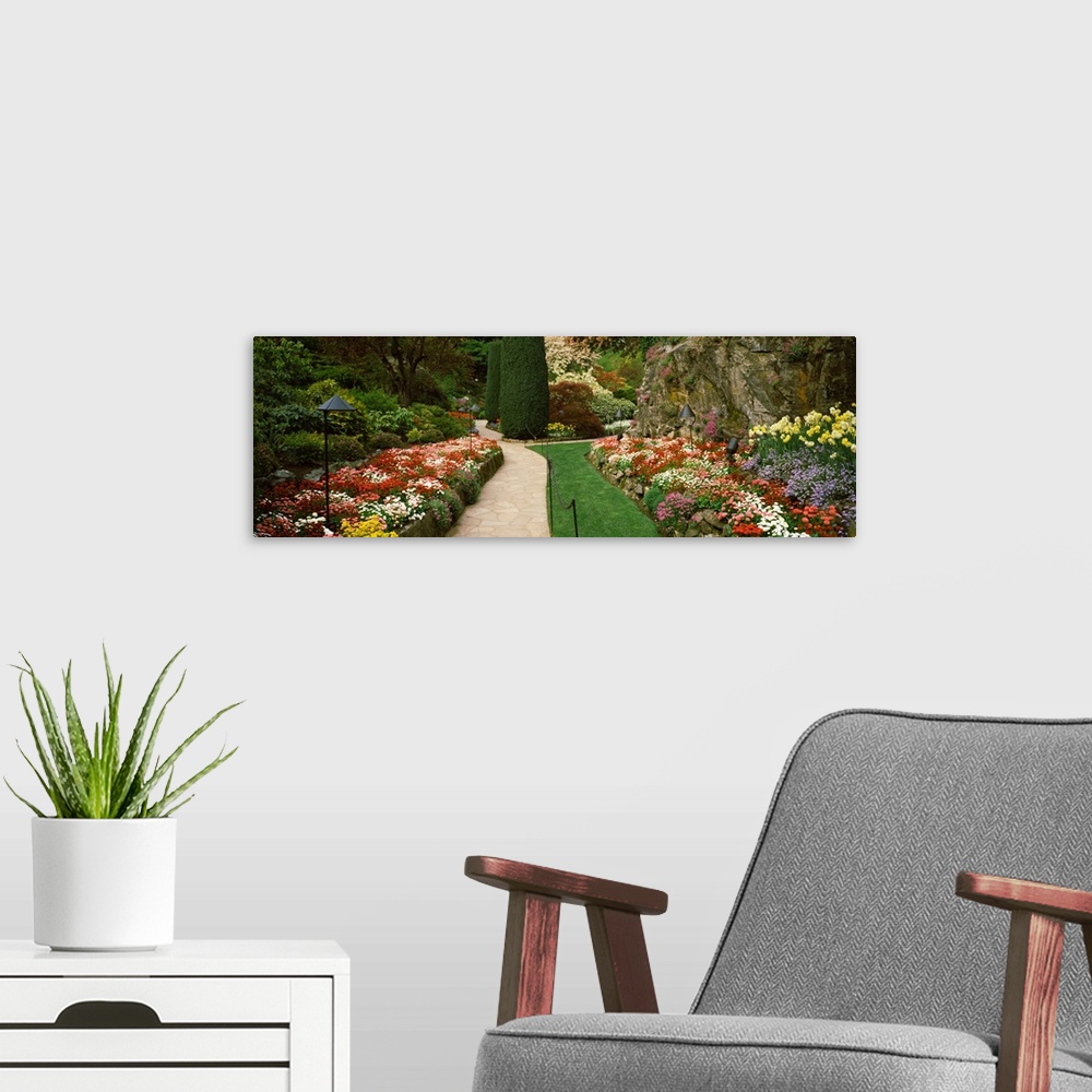A modern room featuring Flowers in a garden, Butchart Gardens, Brentwood Bay, Vancouver Island, British Columbia, Canada