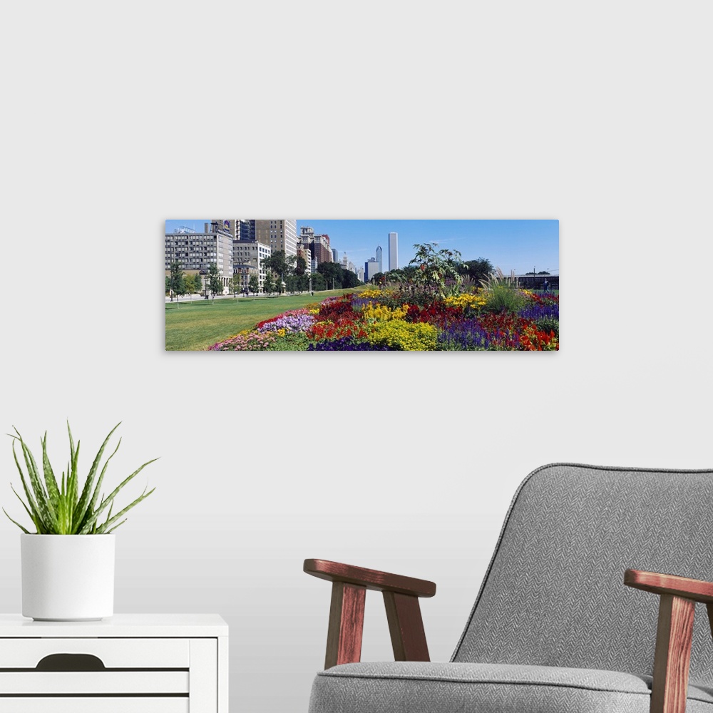 A modern room featuring Flowers in a garden, Welcome Garden, Grant Park, Michigan Avenue, Roosevelt Road, Chicago, Cook C...