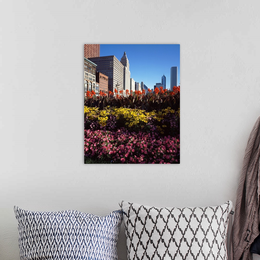A bohemian room featuring Flowers in a park, Grant Park, Michigan Avenue, Chicago, Cook County, Illinois,