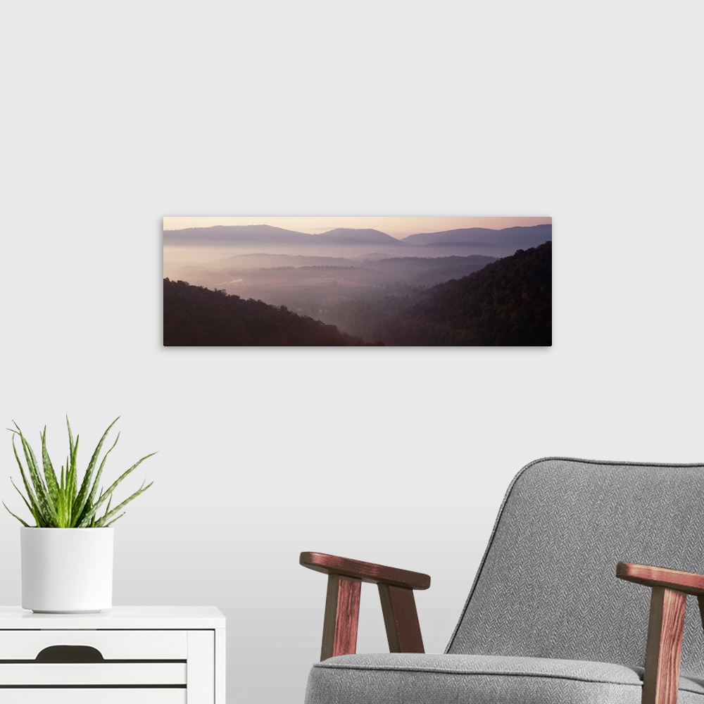 A modern room featuring Fog & Hillsides I-68 Allegany Co Early Morning  MD