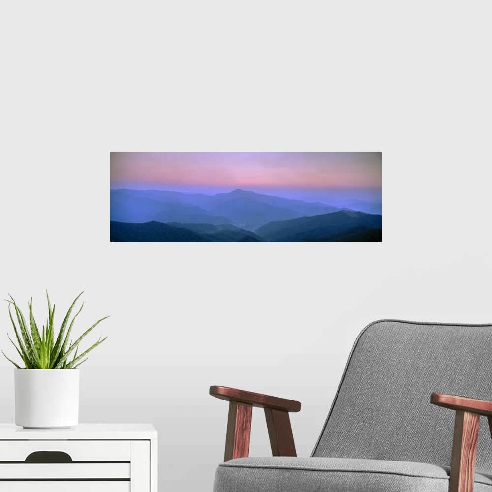 A modern room featuring Fog over mountains, Pisgah National Forest, North Carolina