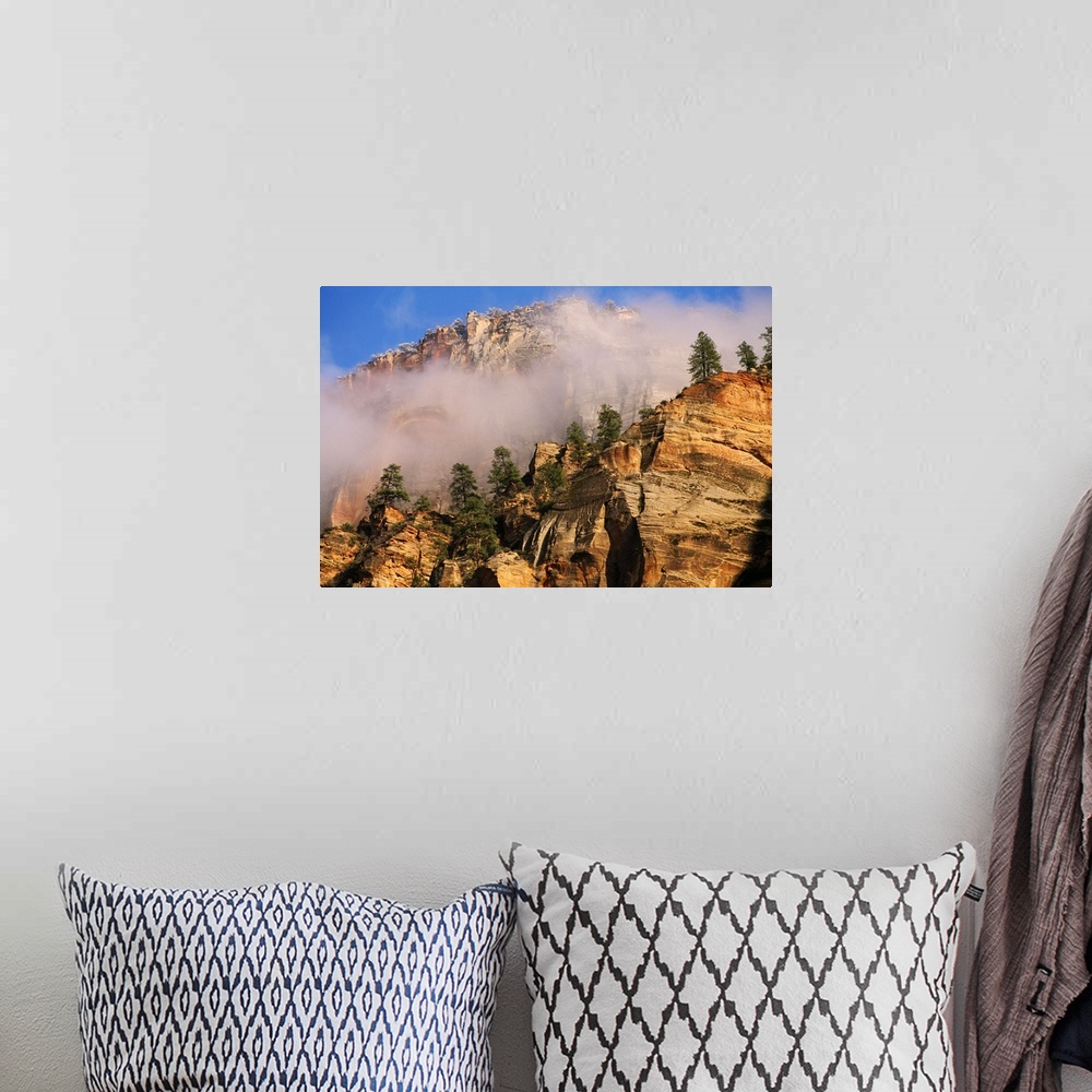 A bohemian room featuring Fog Over Sandstone Cliffs