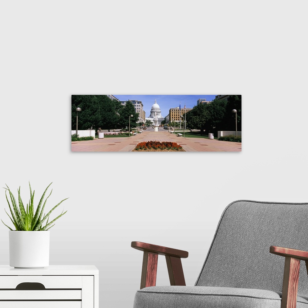 A modern room featuring Footpath leading toward a government building, Wisconsin State Capitol, Madison, Wisconsin