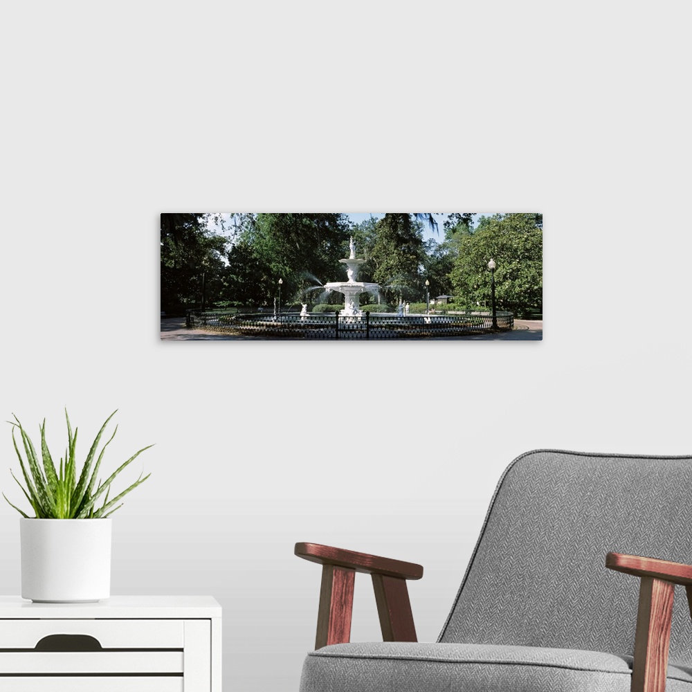 A modern room featuring Fountain in a park, Forsyth Park, Savannah, Chatham County, Georgia,