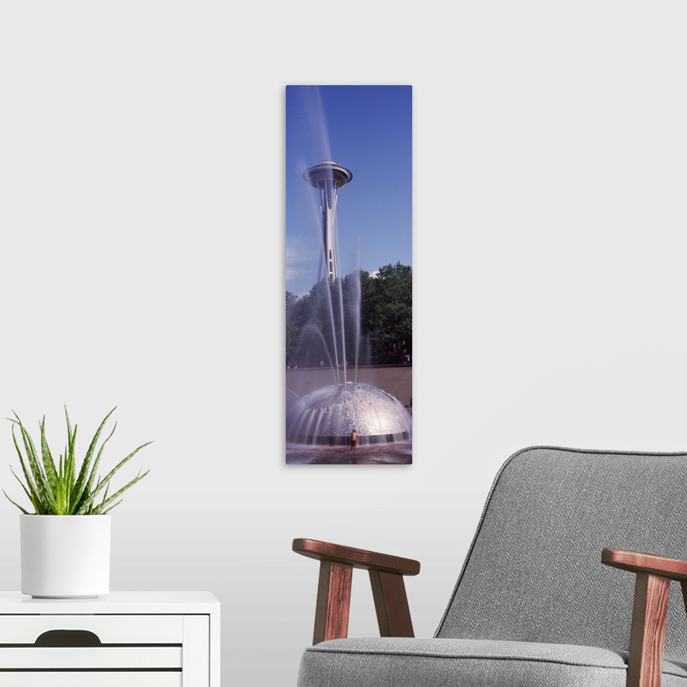 A modern room featuring Fountain with a tower in the background Space Needle Seattle King County Washington State