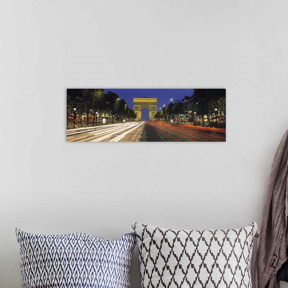 A bohemian room featuring France, Paris, Arc de Triomphe, Champs Elysees, View of traffic on an urban street