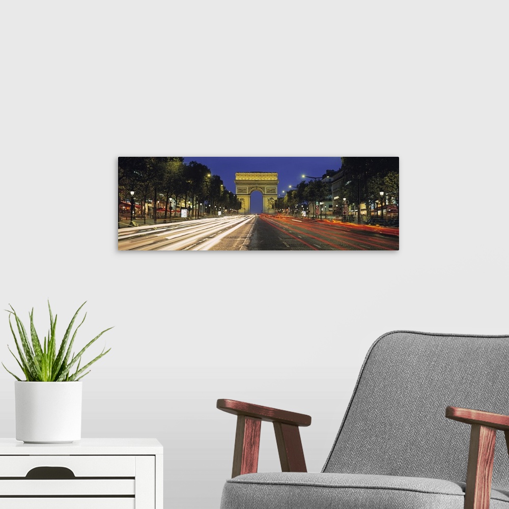 A modern room featuring France, Paris, Arc de Triomphe, Champs Elysees, View of traffic on an urban street