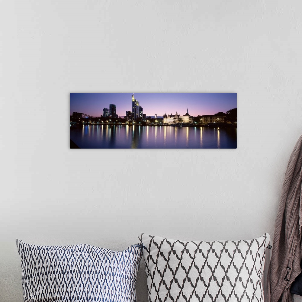 A bohemian room featuring Germany, Frankfurt, Main River, skyline in evening