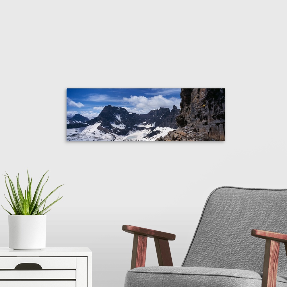 A modern room featuring Glacier in front of a mountain, Continental Divide, US Glacier National Park, Montana