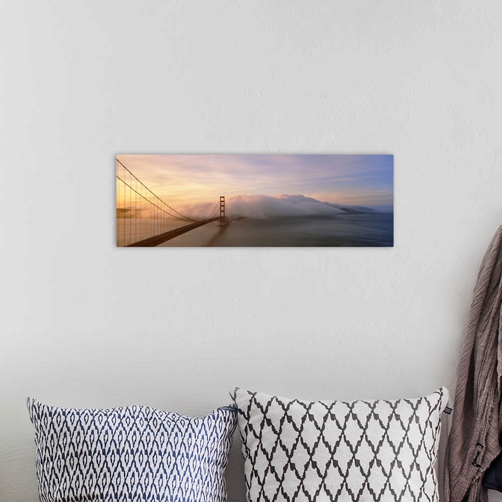 A bohemian room featuring Panorama of rolling fog over the Golden Gate Bridge in San Francisco, California.