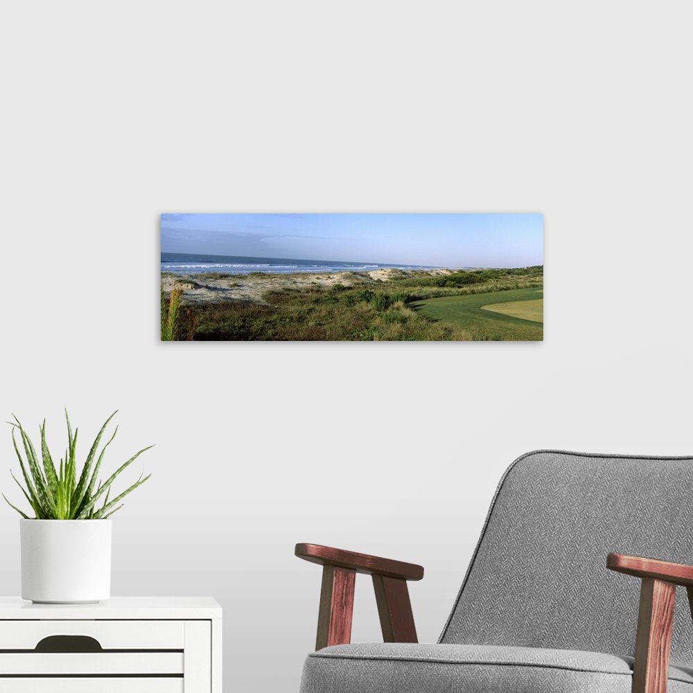 A modern room featuring Golf course at the seaside, Kiawah Island Golf Resort, Kiawah Island, Charleston County, South Ca...