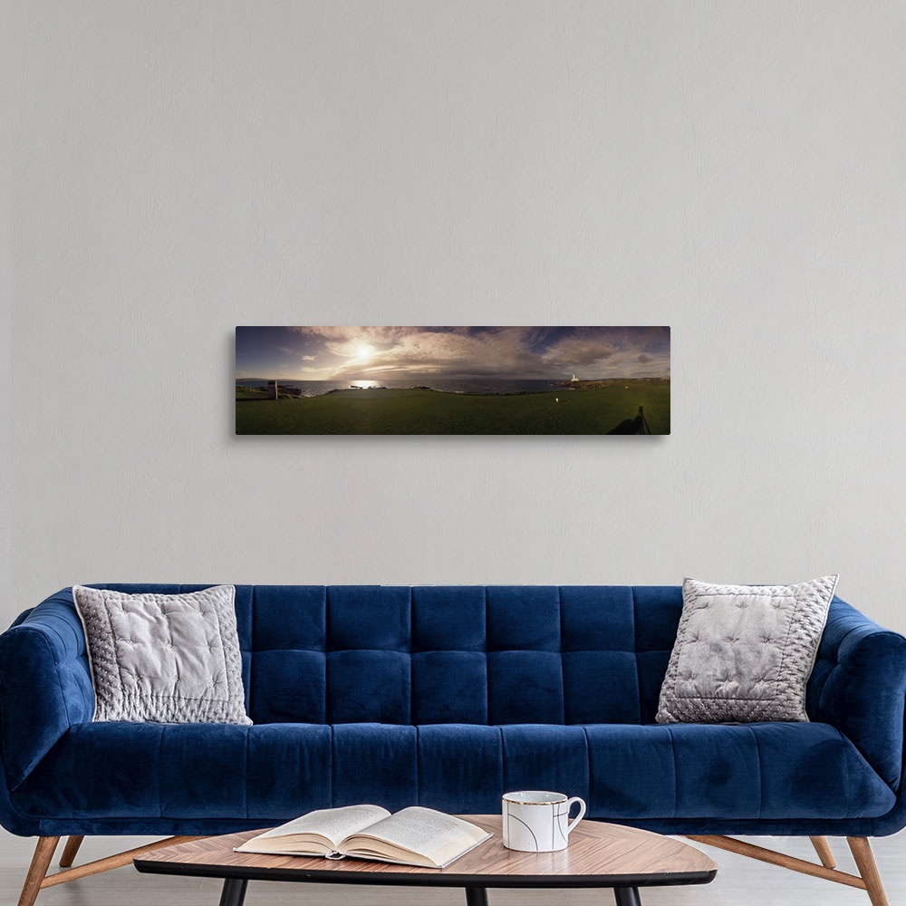 A modern room featuring Golf course with a lighthouse in the background, Turnberry, South Ayrshire, Scotland