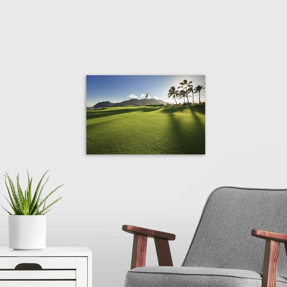 A modern room featuring Golf flag in a golf course, Kauai Lagoons, Kauai, Hawaii