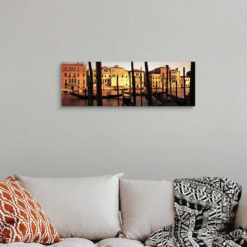 A bohemian room featuring Panoramic photo of buildings along the canal in Venice, Italy at sunset.
