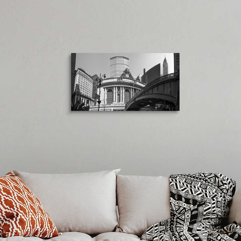 A bohemian room featuring Low angle view of a building with a tower in the background, Grand Central Station, Madison Avenu...