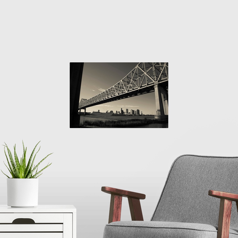 A modern room featuring Greater New Orleans Bridge, Mississippi River, New Orleans, Louisiana