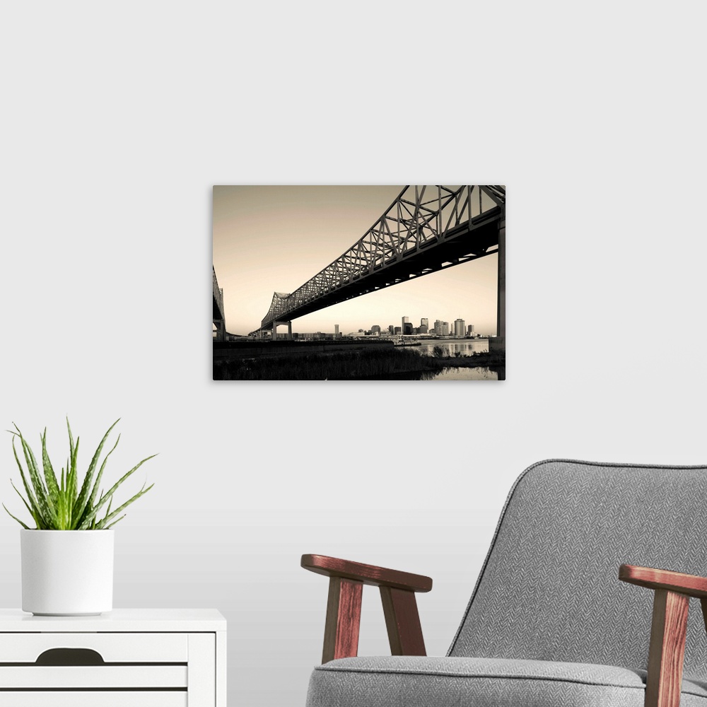 A modern room featuring Greater New Orleans Bridge, Mississippi River, New Orleans, Louisiana