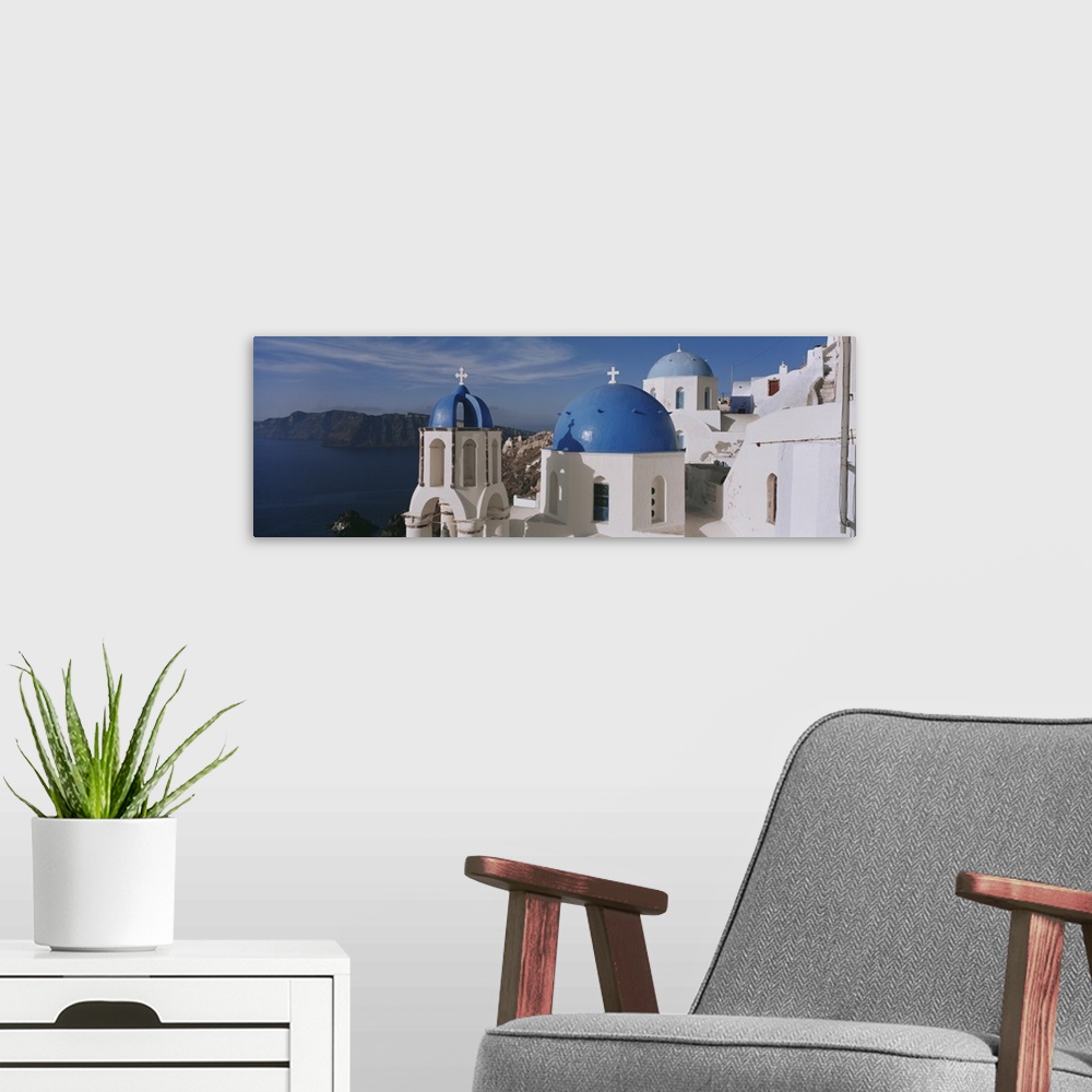 A modern room featuring Greece, Santorini, Fira, Church of Anastasis, High angle view of a Church