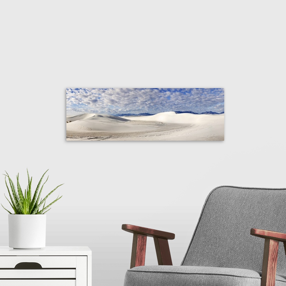 A modern room featuring Gypsum sand dunes in a desert, White Sands National Monument, Alamogordo, Otero County, New Mexico,