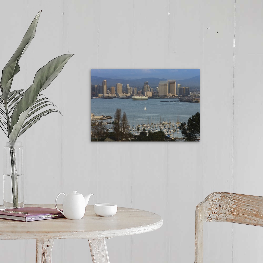 A farmhouse room featuring Harbor and city viewed from Point Loma, Shelter Island Yacht Basin, San Diego, California, USA