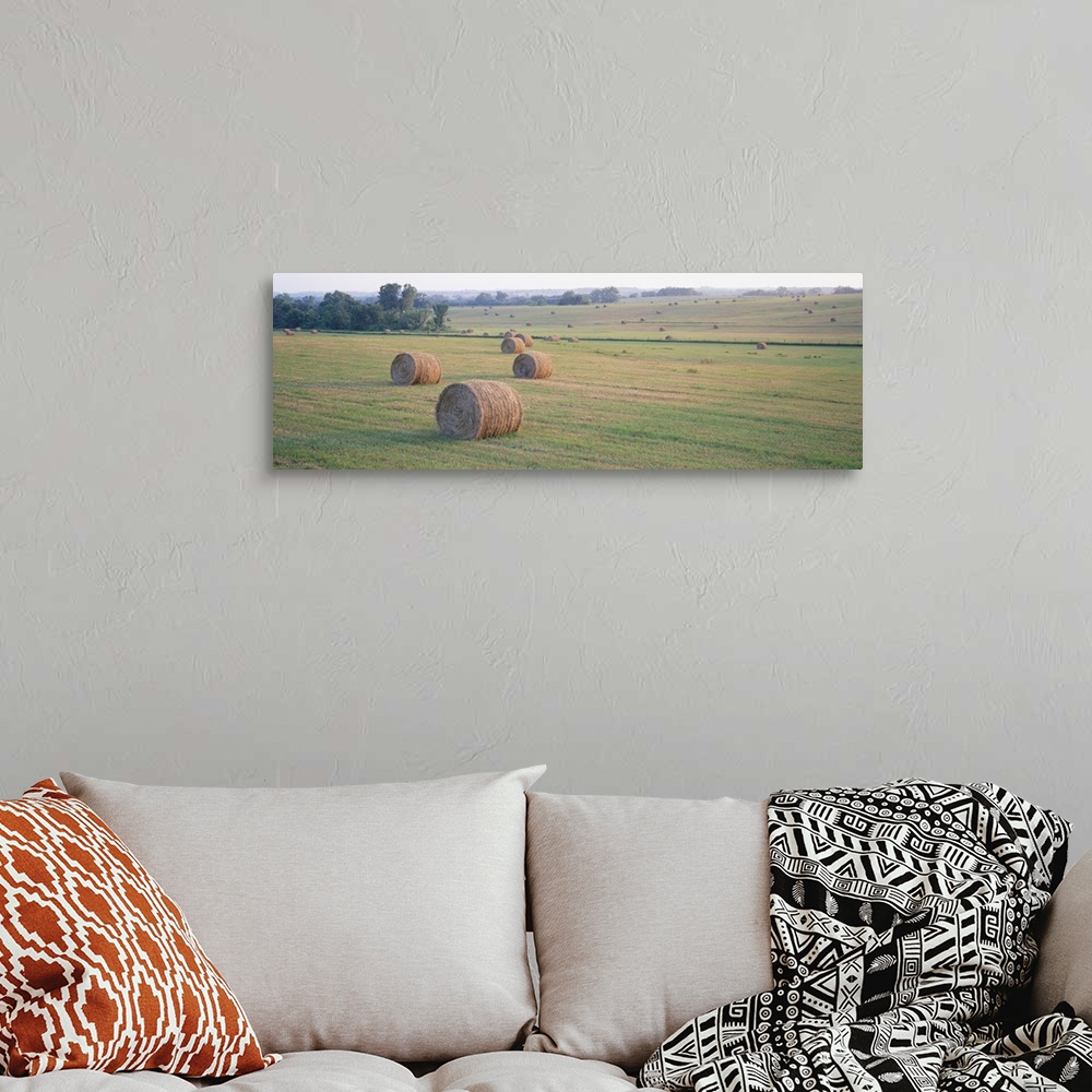 A bohemian room featuring Hay bales in a field, Jackson County, Kansas
